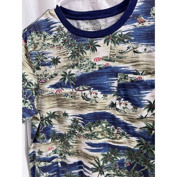 J.Crew T-Shirt Mens Medium Slim Washed Short Sleeve Hawaiian All Over Beach - Picture 3 of 8